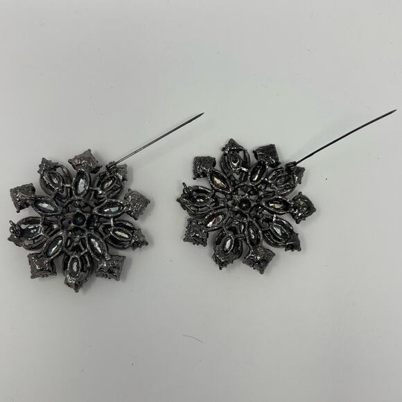 Vintage Art Deco Rhinestone Flower Brooches Burnt Orange Pin Jewelry Women Glam - Picture 5 of 14